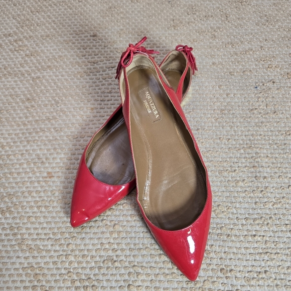 Aquazzura Forever Marilyn Tassel Flats Red Patent Leather Size 38 (8) Made Italy - Picture 12 of 14